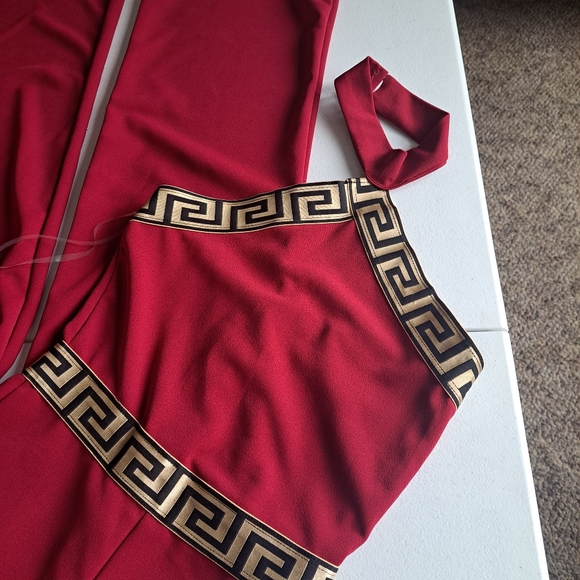 Burgundy Jumpsuit Versace print - Picture 2 of 7
